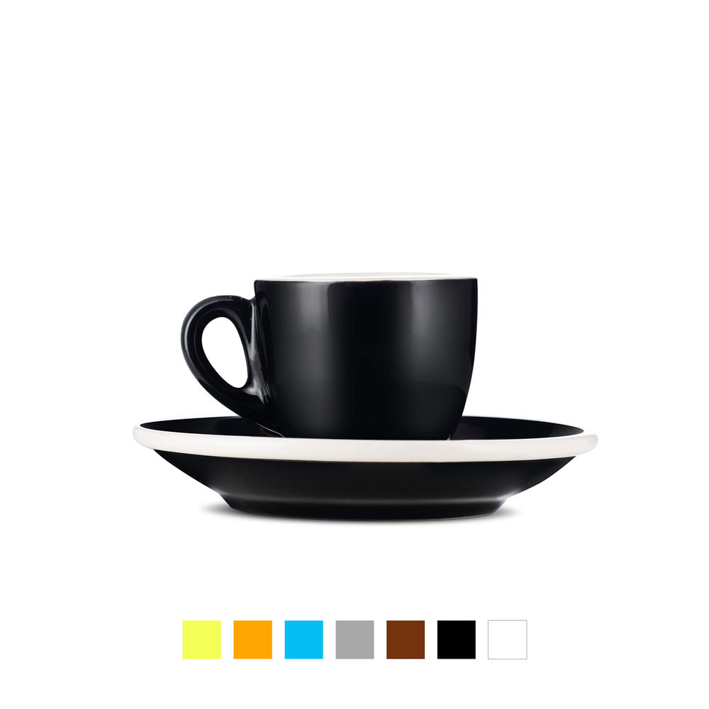 Espresso Parts Porcelain Demitasse Cups w/ Saucers (2oz) - Set of 2